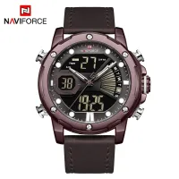NAVIFORCE NF9172 Men Watch Digital Sport Top Brand Luxury Man WristWatch Military Genuine Leather LED Quartz Fashion Male Clock